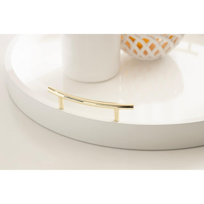 Kate and Laurel Lipton Round Decorative Tray with Metal Handles