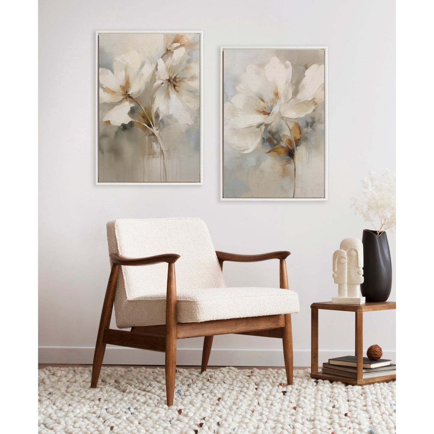 Kate and Laurel Sylvie Beaded Abstract Botanical Canvas
