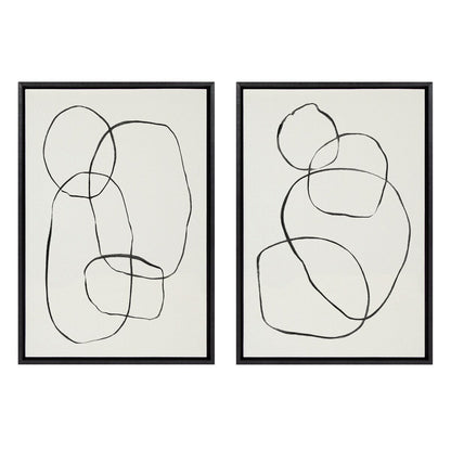 Kate and Laurel Sylvie Modern Circles Framed Canvas Set by Teju Reval