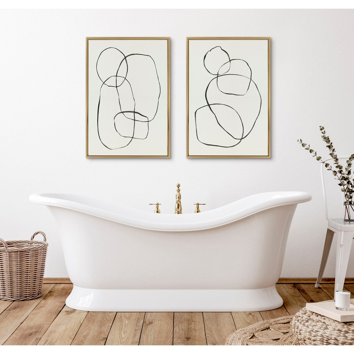 Kate and Laurel Sylvie Modern Circles Framed Canvas Set by Teju Reval