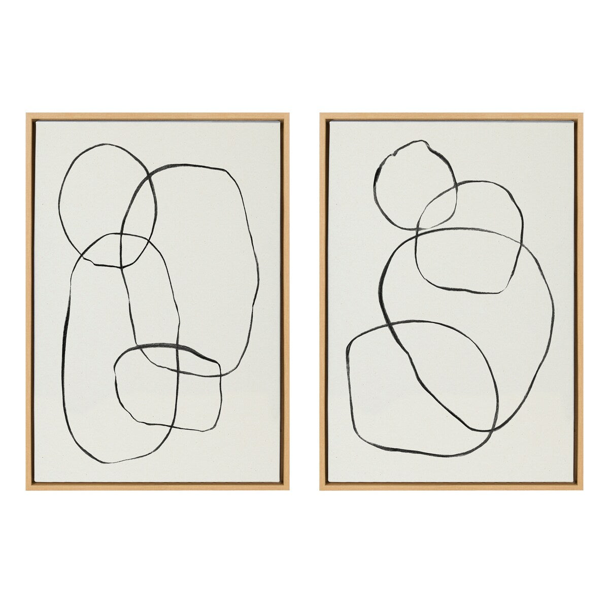 Kate and Laurel Sylvie Modern Circles Framed Canvas Set by Teju Reval