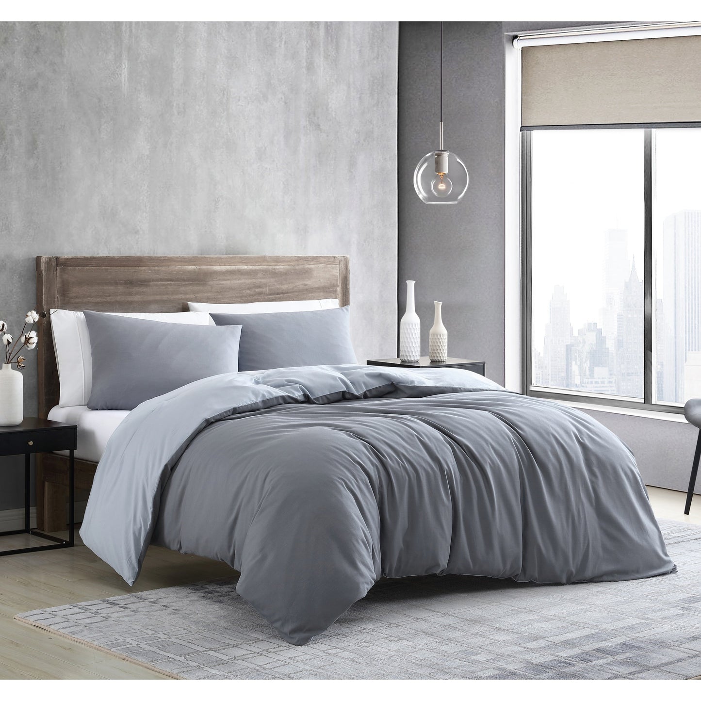 Kenneth Cole New York Miro Solid Reversible Duvet Cover Set
