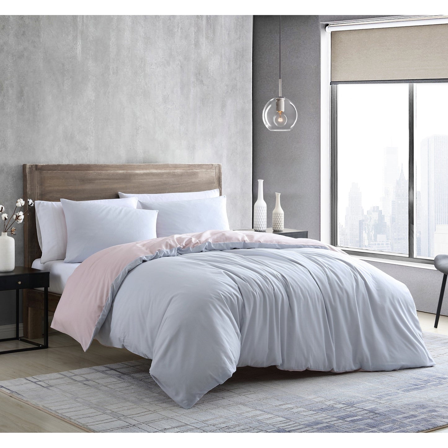 Kenneth Cole New York Miro Solid Reversible Duvet Cover Set