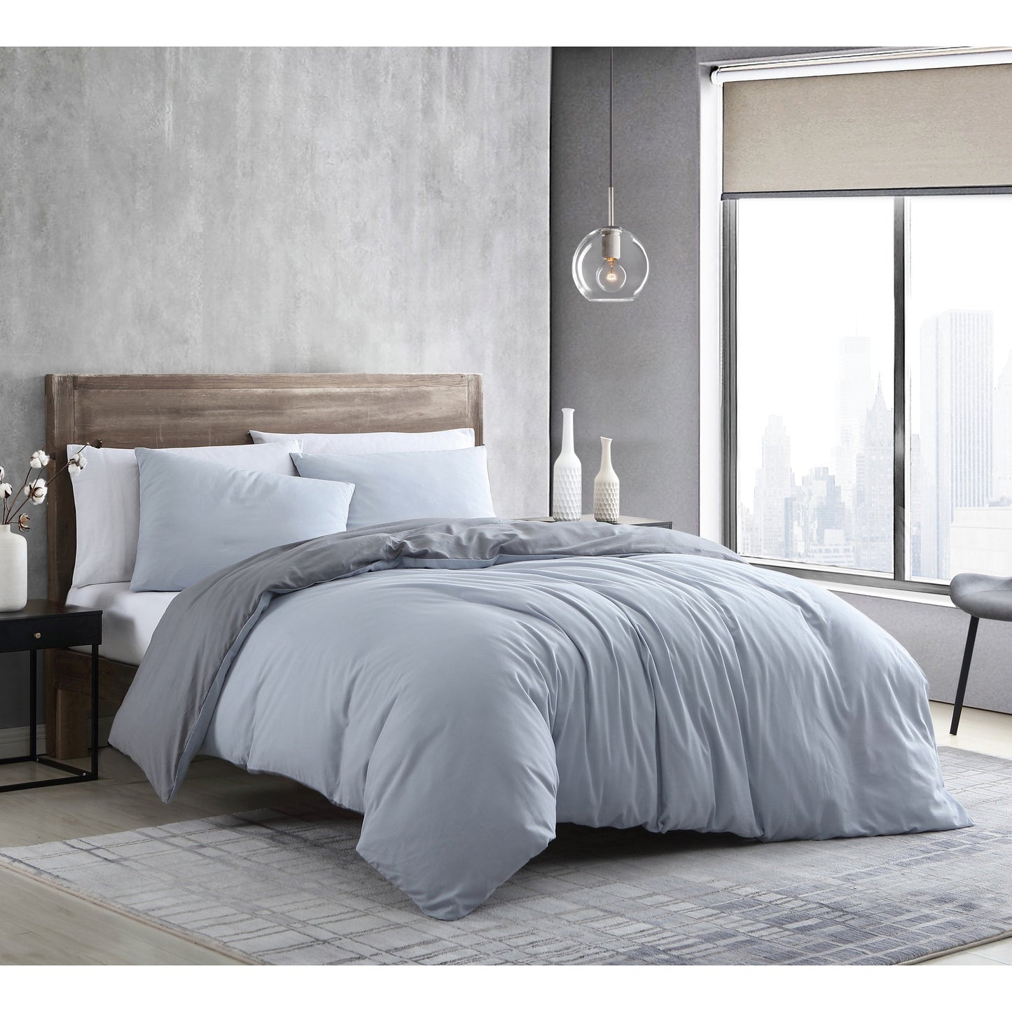 Kenneth Cole New York Miro Solid Reversible Duvet Cover Set