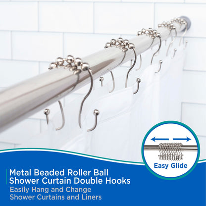 Kenney Beaded Roller Shower Curtain Double Hooks, Set of 12