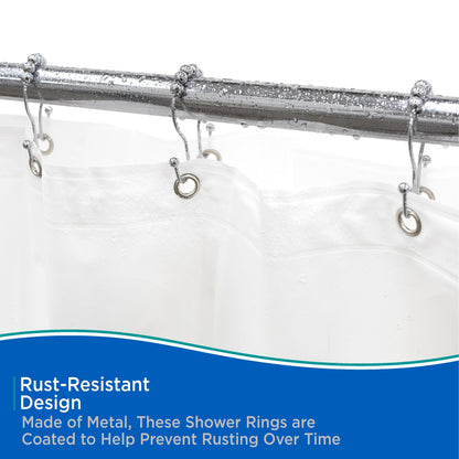 Kenney Beaded Roller Shower Curtain Double Hooks, Set of 12
