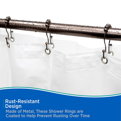 Kenney Beaded Roller Shower Curtain Double Hooks, Set of 12