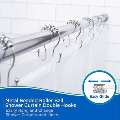 Kenney Beaded Roller Shower Curtain Double Hooks, Set of 12