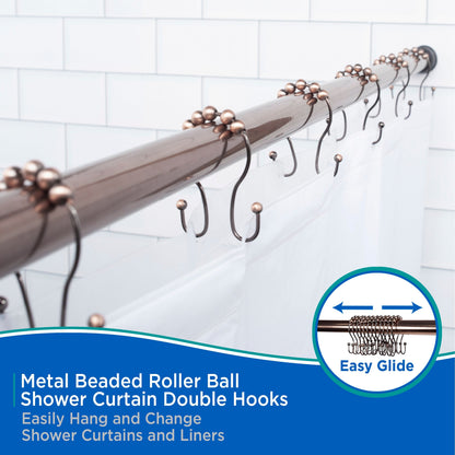 Kenney Beaded Roller Shower Curtain Double Hooks, Set of 12