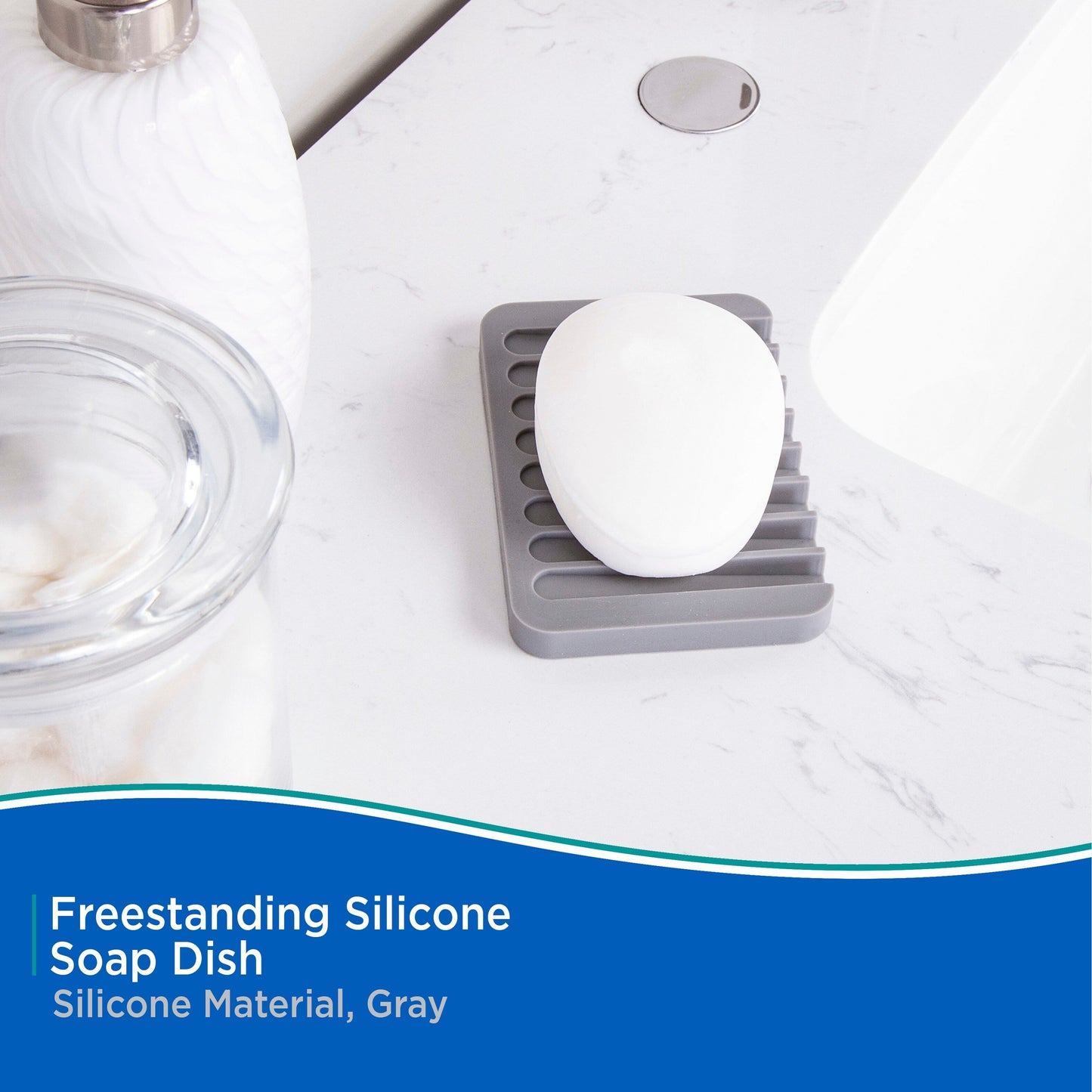 Kenney Freestanding Silicone Soap Dish - Gray - 4.5 L x 3 W