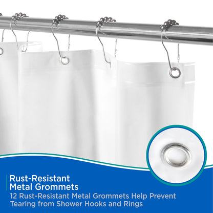 Kenney Medium Weight PEVA Shower Curtain Liner, 70 W x 72 H, 2-Pack