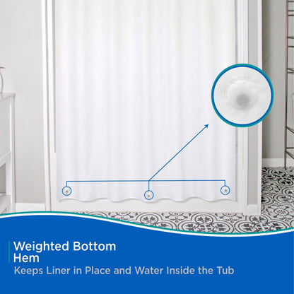 Kenney Medium Weight PEVA Shower Curtain Liner, 70 W x 72 H, 2-Pack