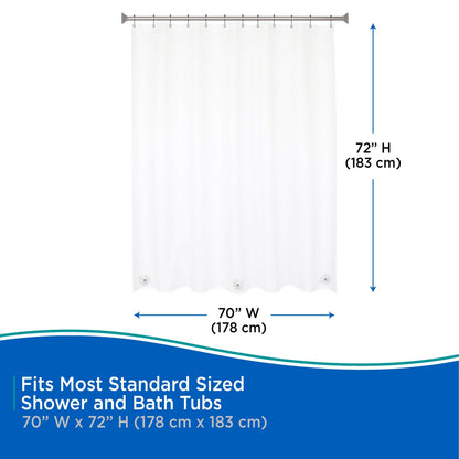 Kenney Medium Weight PEVA Shower Curtain Liner, 70 W x 72 H, 2-Pack