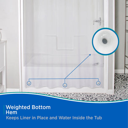 Kenney Medium Weight PEVA Shower Curtain Liner, 70 W x 72 H, 2-Pack