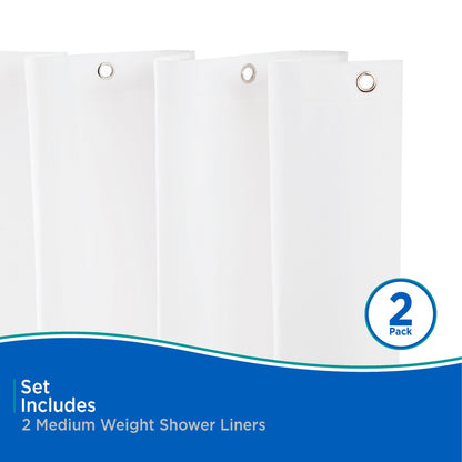 Kenney Medium Weight PEVA Shower Curtain Liner, 70 W x 72 H, 2-Pack