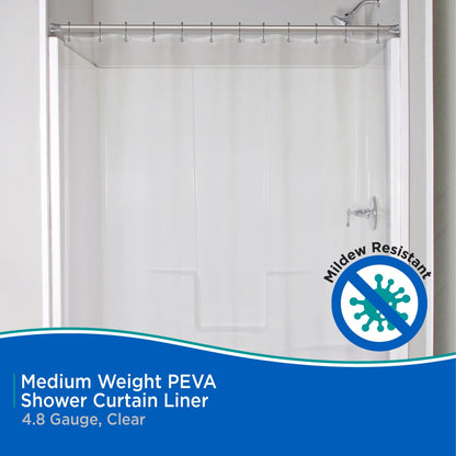 Kenney Medium Weight PEVA Shower Curtain Liner, 70 W x 72 H, 2-Pack