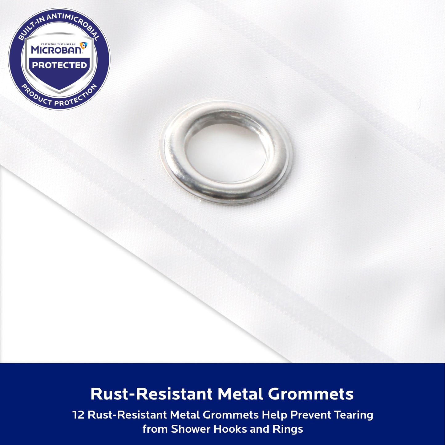 Kenney Microban Protected Heavyweight PEVA Shower Liner, 70 W x 72 H