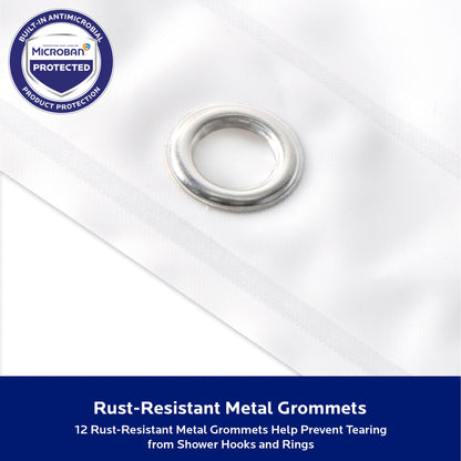 Kenney Microban Protected Heavyweight PEVA Shower Liner, 70 W x 72 H