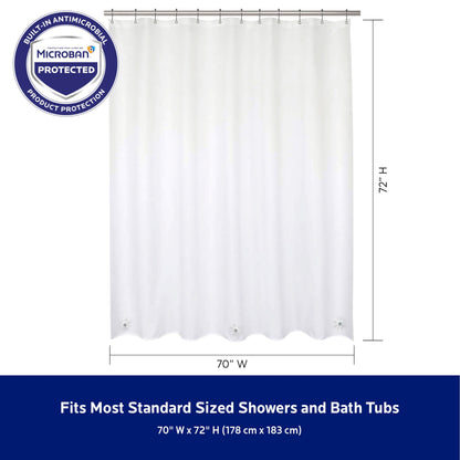Kenney Microban Protected Heavyweight PEVA Shower Liner, 70 W x 72 H