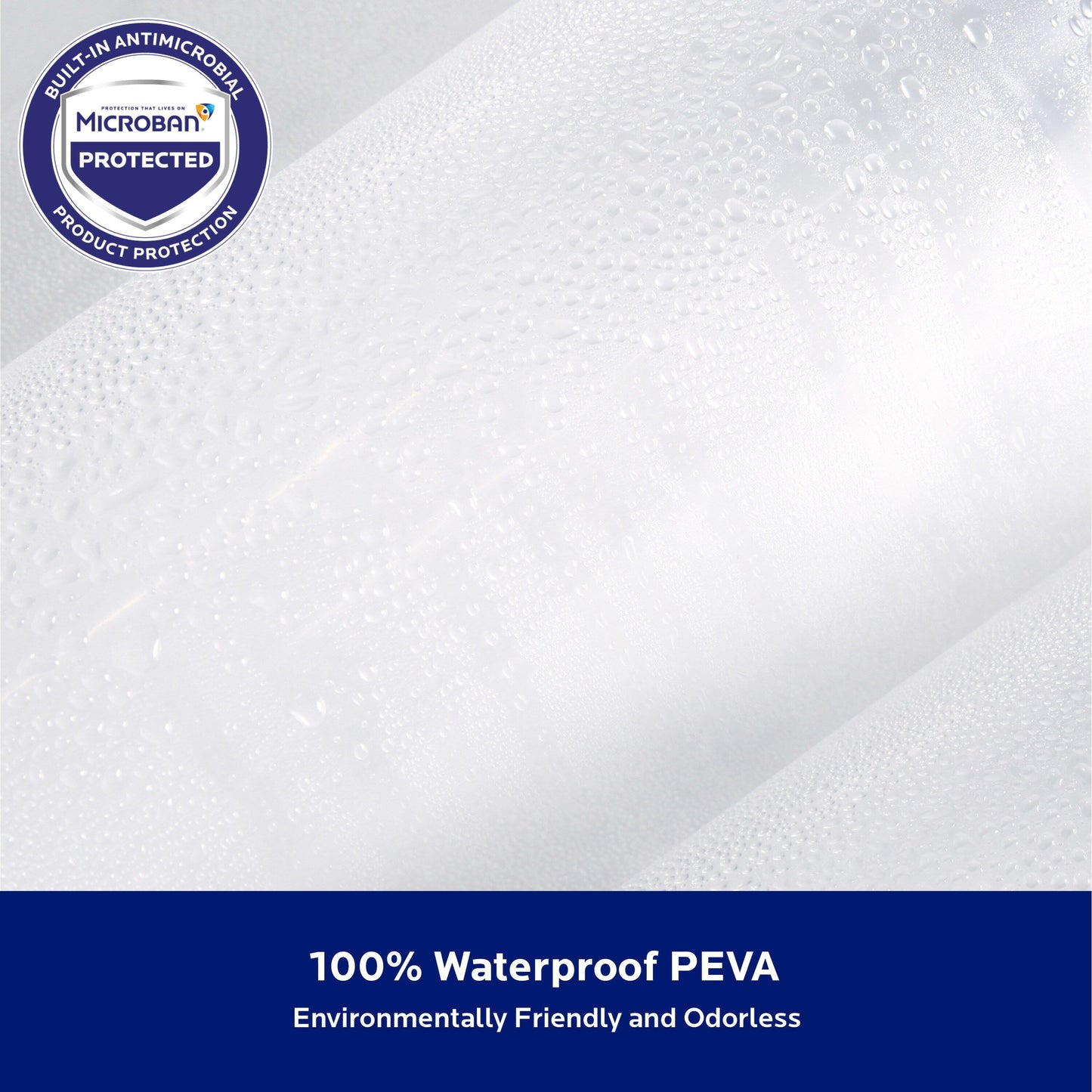 Kenney Microban Protected Heavyweight PEVA Shower Liner, 70 W x 72 H