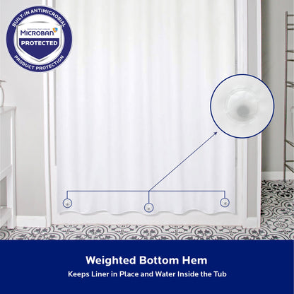 Kenney Microban Protected Heavyweight PEVA Shower Liner, 70 W x 72 H