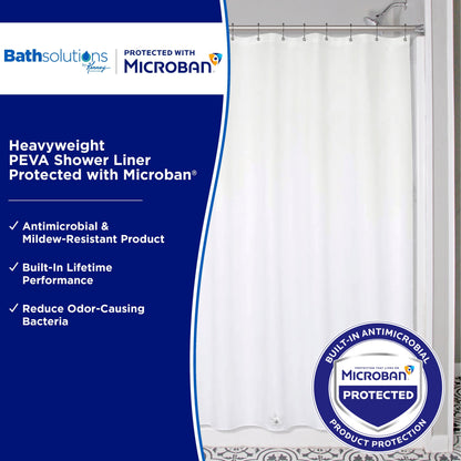 Kenney Microban Protected Heavyweight PEVA Shower Liner, 70 W x 72 H