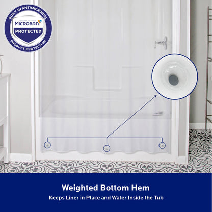 Kenney Microban Protected Heavyweight PEVA Shower Liner, 70 W x 72 H