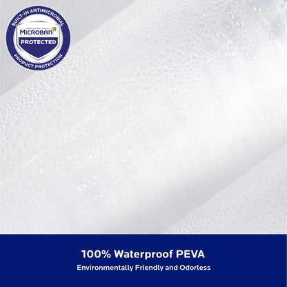 Kenney Microban Protected Medium Weight PEVA Shower Liner, 70 W x 72 H