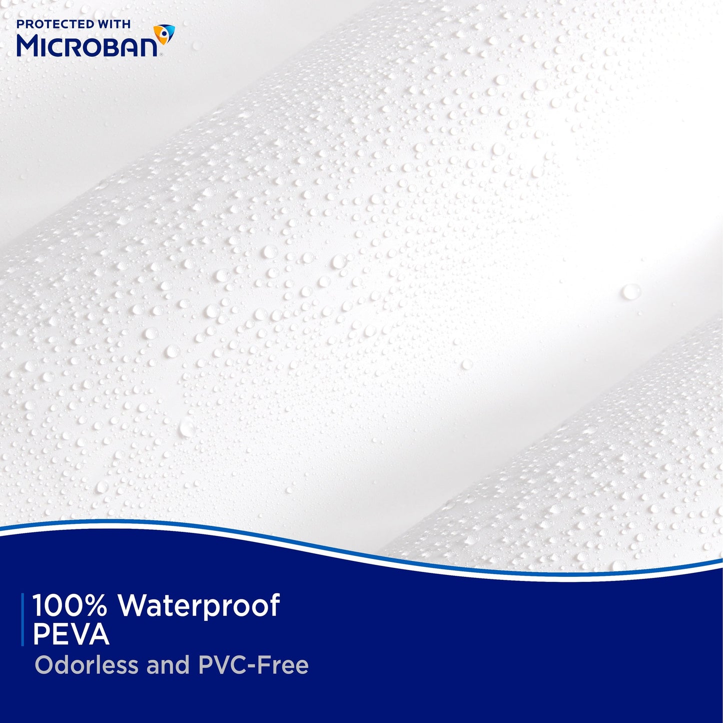 Kenney Microban Protected Medium Weight PEVA Shower Liner, 70 W x 72 H