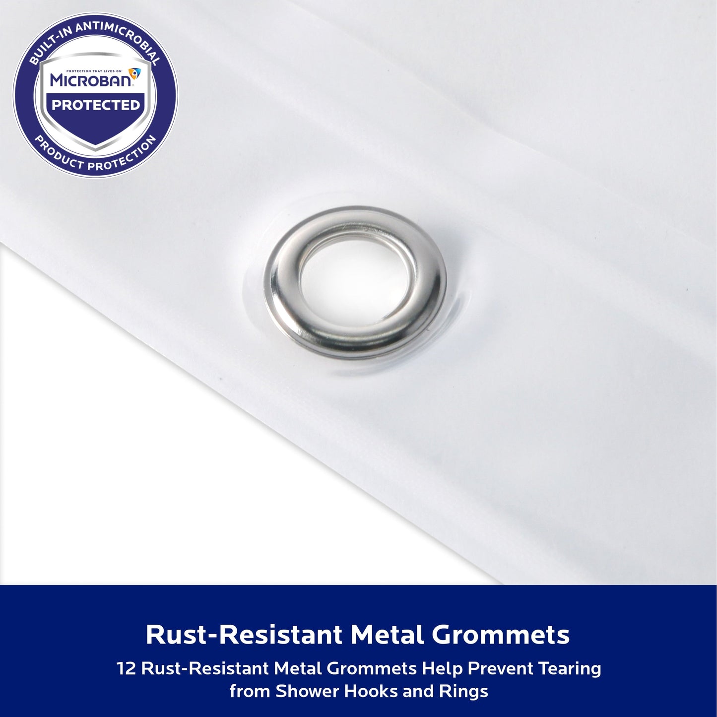 Kenney Microban Protected Medium Weight PEVA Shower Liner, 70 W x 72 H