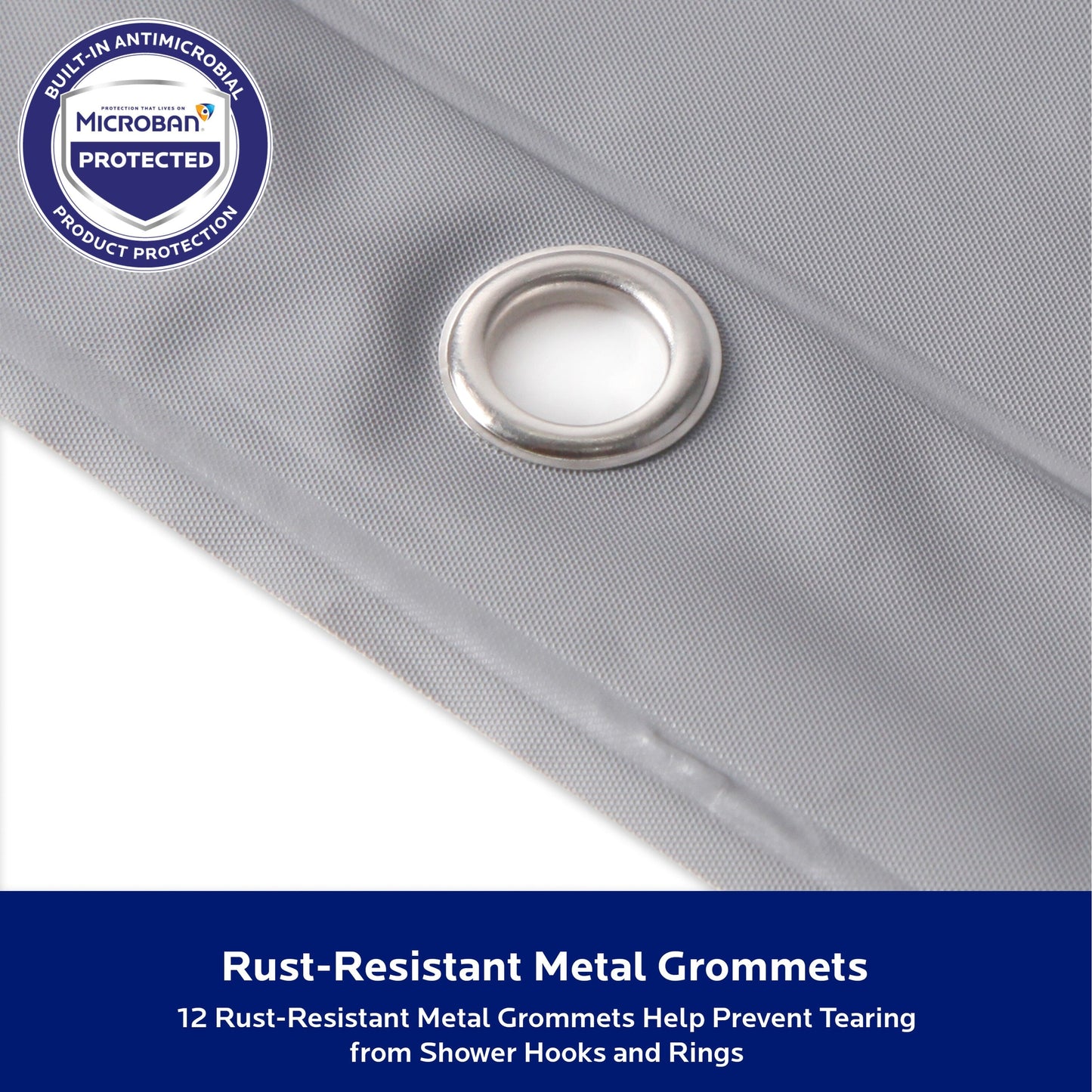 Kenney Microban Protected Medium Weight PEVA Shower Liner, 70 W x 72 H