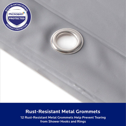Kenney Microban Protected Medium Weight PEVA Shower Liner, 70 W x 72 H