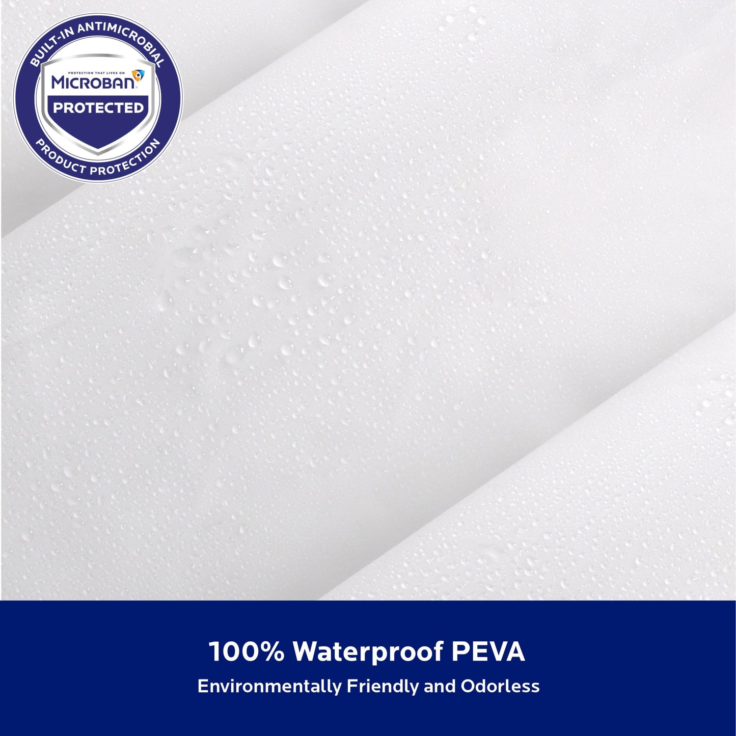Kenney Microban Protected Medium Weight PEVA Shower Liner, 70 W x 72 H