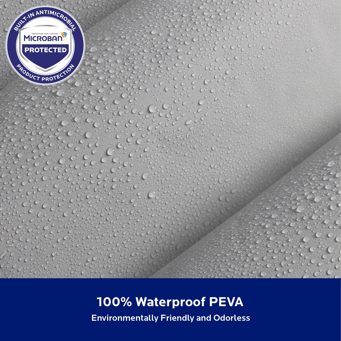 Kenney Microban Protected Medium Weight PEVA Shower Liner, 70 W x 72 H