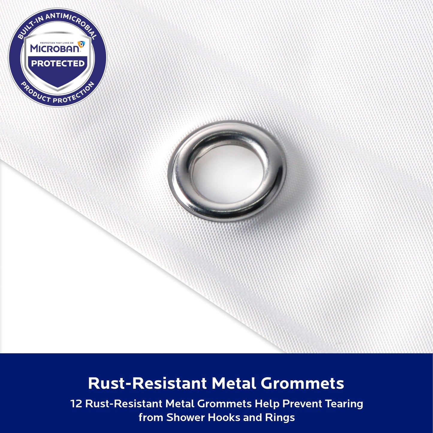 Kenney Microban Protected Medium Weight PEVA Shower Liner, 70 W x 72 H