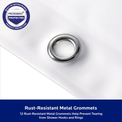 Kenney Microban Protected Medium Weight PEVA Shower Liner, 70 W x 72 H