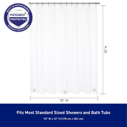 Kenney Microban Protected Medium Weight PEVA Shower Liner, 70 W x 72 H