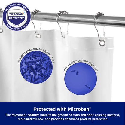 Kenney Microban Protected Medium Weight PEVA Shower Liner, 70 W x 72 H