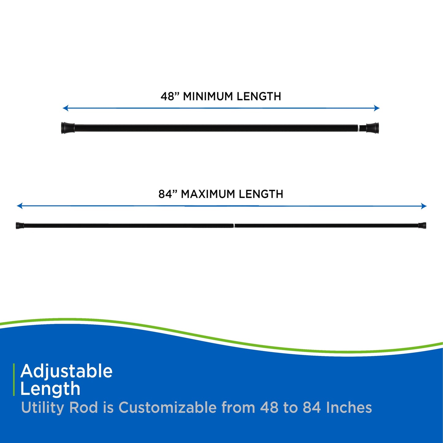 Kenney Twist & Fit 1 Tension Utility Rod, 48-84
