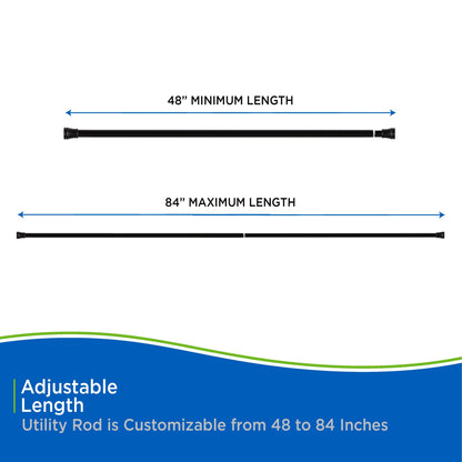 Kenney Twist & Fit 1 Tension Utility Rod, 48-84
