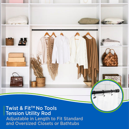 Kenney Twist & Fit 1 Tension Utility Rod, 48-84