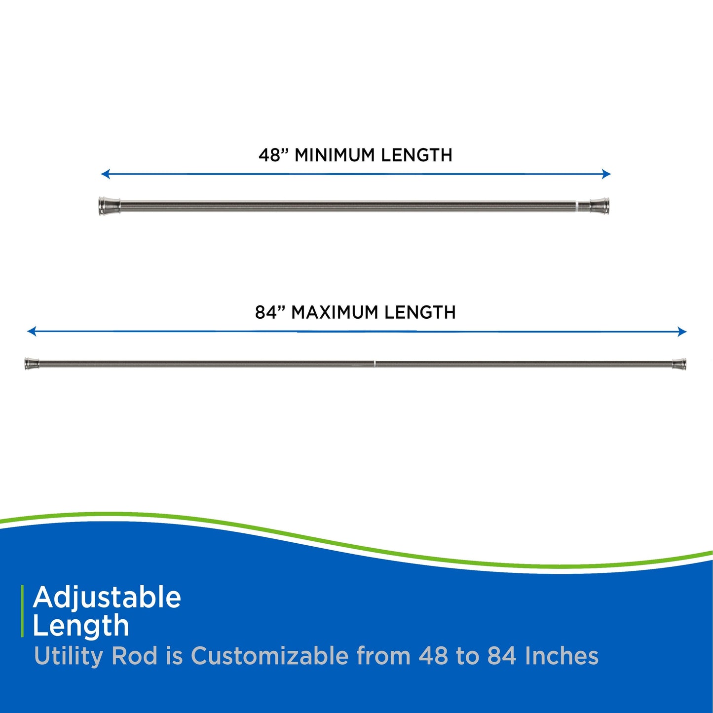 Kenney Twist & Fit 1 Tension Utility Rod, 48-84