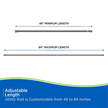 Kenney Twist & Fit 1 Tension Utility Rod, 48-84