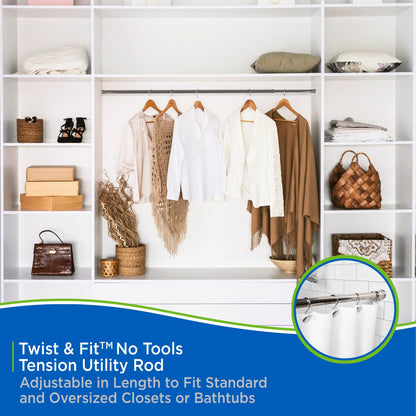 Kenney Twist & Fit 1 Tension Utility Rod, 48-84
