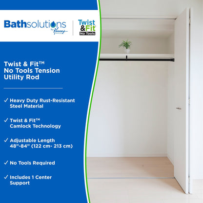 Kenney Twist & Fit 1 Tension Utility Rod, 48-84