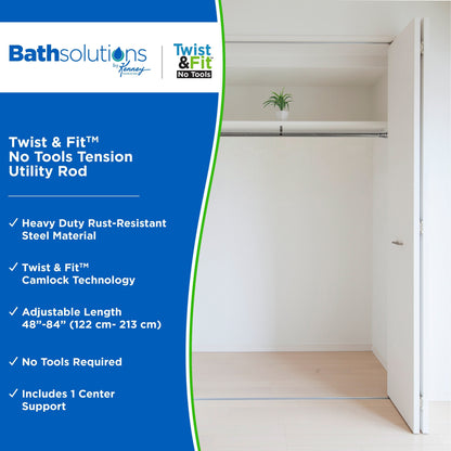 Kenney Twist & Fit 1 Tension Utility Rod, 48-84