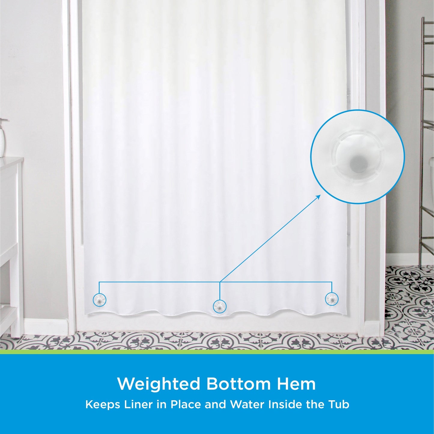 Kenney microCLEAN Antimicrobial Protection Medium Weight PEVA Shower Curtain Liner, 70 W x 72 H