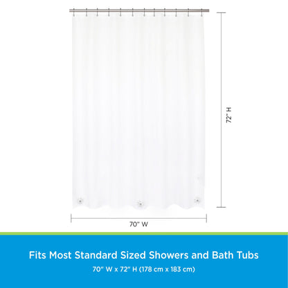 Kenney microCLEAN Antimicrobial Protection Medium Weight PEVA Shower Curtain Liner, 70 W x 72 H