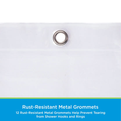 Kenney microCLEAN Antimicrobial Protection Medium Weight PEVA Shower Curtain Liner, 70 W x 72 H