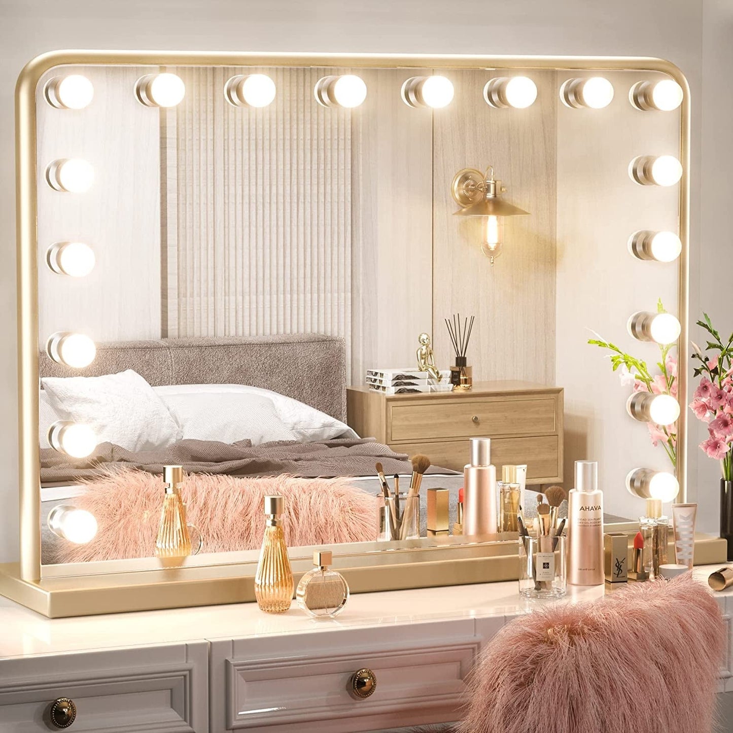 Keonjinn LED Makeup Hollywood Vanity Mirror with 15/18 LED Lights